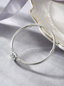 ESBERRY Bead Decor Silver Bangle - Silver - View 2