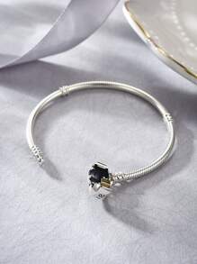 ESBERRY Bead Decor Silver Bangle - Silver - View 3
