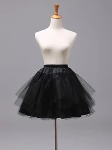 1 chiếc váy lót lưới đen/trắng dành cho nữ cosplay/váy lolita/váy tutu biểu diễn - màu đen - Xem 1