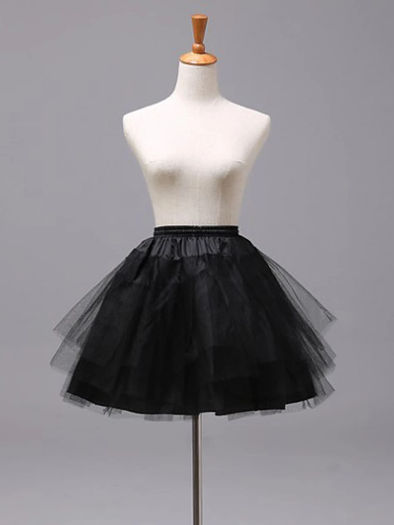 1 chiếc váy lót lưới đen/trắng dành cho nữ cosplay/váy lolita/váy tutu biểu diễn - màu đen - Xem 1