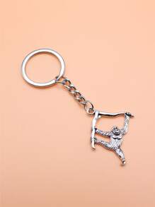 1pc Monkey Pendant Keychains - Antique Silver - View 2