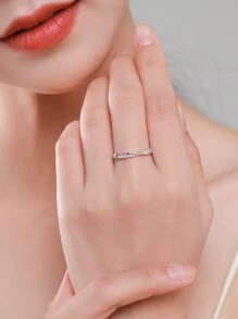 Cubic Zirconia Decor Perak Wedding Band Untuk Wanita Bridal Pernikahan Perhiasan - Perak - View 3