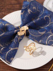 2 Cái/bộ Vòng Khăn Ăn Bằng Hợp Kim Kẽm, Vòng Giữ Khăn Ăn Sáng Tạo Trang Trí Ginkgo Biloba Cho Nhà Bếp - Vàng - Xem 1