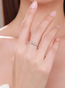 鋯石與無限符號裝飾的925純銀女士婚戒,精美的珠寶設計,適用於婚禮訂婚等場合 - 銀色 - 查看 3