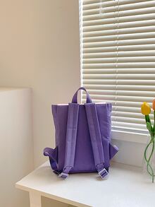 Chicas Mochila con solapa con estampado de dibujos animados medio - Morado - Ver 6