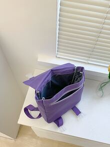 Chicas Mochila con solapa con estampado de dibujos animados medio - Morado - Ver 7