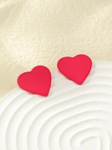 Một đôi bông tai trang trí hình trái tim - Màu Hồng Tươi - Xem 4