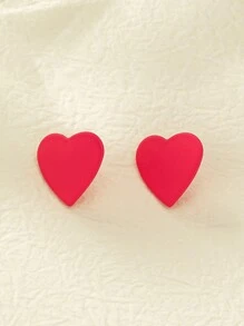 Một đôi bông tai trang trí hình trái tim - Màu Hồng Tươi - Xem 5