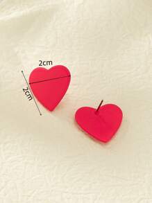 Một đôi bông tai trang trí hình trái tim - Màu Hồng Tươi - Xem 6