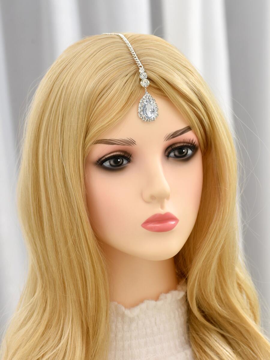 Dây buộc tóc trang trí trang phục hình giọt nước bằng đá rhinestone - Bạc - Xem 1