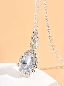 Dây buộc tóc trang trí trang phục hình giọt nước bằng đá rhinestone - Bạc - Xem 3