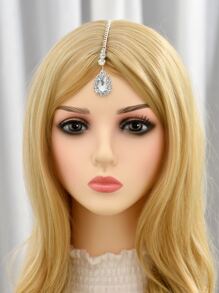 Dây buộc tóc trang trí trang phục hình giọt nước bằng đá rhinestone - Bạc - Xem 4