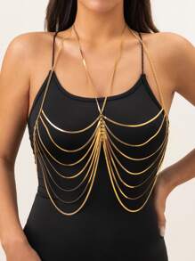 極簡身體鏈 - 金黃色 - 查看 1