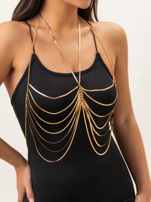 極簡身體鏈 - 金黃色 - 查看 2