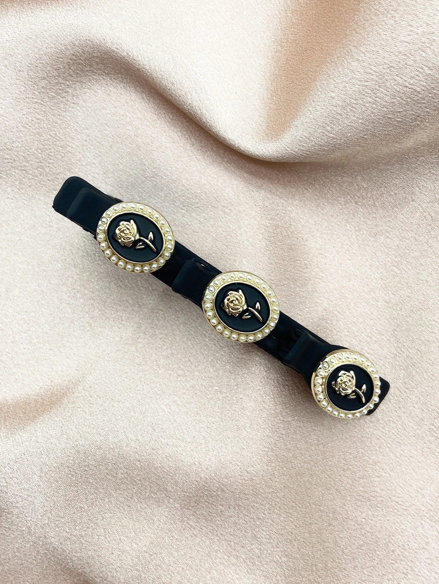 Horquilla con diseño de flor - Negro - Ver 1