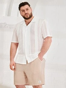 GENTILAND Hombres Camisa unicolor con abertura - Blanco - Ver 1