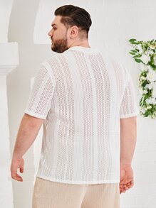 GENTILAND Hombres Camisa unicolor con abertura - Blanco - Ver 2