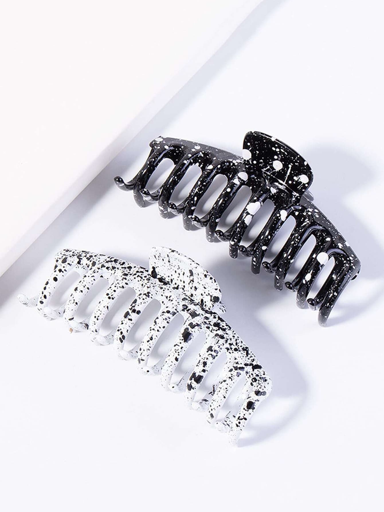 2 piezas Garra de pelo con estampado de tinte de salpicadura - Multicolor - Ver 1