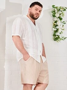 GENTILAND Hombres Camisa unicolor con abertura - Blanco - Ver 6