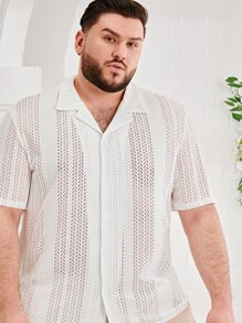 GENTILAND Hombres Camisa unicolor con abertura - Blanco - Ver 7