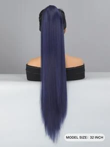 Extra Long Straight Ponytail Synthetic Hair Extension - Navy Blue - View 2