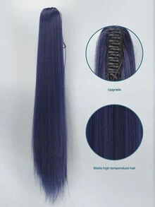 Extra Long Straight Ponytail Synthetic Hair Extension - Navy Blue - View 3