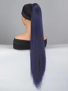Extra Long Straight Ponytail Synthetic Hair Extension - Navy Blue - View 5