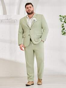 EASEVO Men 1pc Blazer & 1pc Suit Trousers - Mint Green - View 1