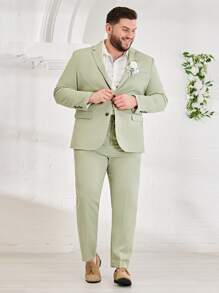 EASEVO Men 1pc Blazer & 1pc Suit Trousers - Mint Green - View 3