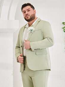 EASEVO Men 1pc Blazer & 1pc Suit Trousers - Mint Green - View 6