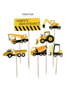 7pcs Excavator Shaped Cake Topper - Multicolor - View 5