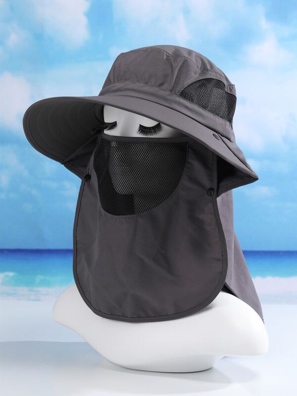 Solid Bucket Hat With Face Shield SHEIN USA