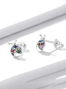 ESBERRY 1對女士多色綜合耳釘S925純銀日常佩戴精美珠寶禮物 - 銀色 - 查看 5