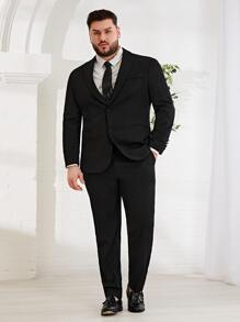 Manfinity VCAY Men Single Breasted Blazer & Trousers Suit Set - Black - View 3