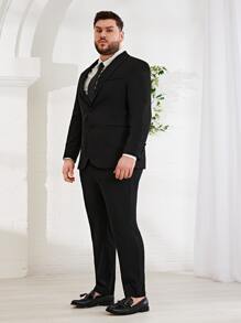 Manfinity VCAY Men Single Breasted Blazer & Trousers Suit Set - Black - View 5