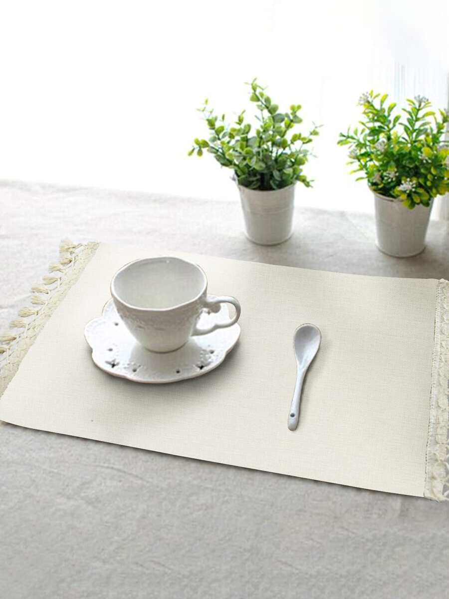 1 Polyester Nơi Thảm Boho Tua Rua Trang Trí Chống Nước Chống Trơn Trượt Bàn Cho Bàn Ăn - trắng - Xem 1