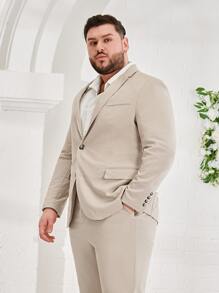 EASEVO Men Single Breasted Blazer & Trousers Suit - Khaki - View 4