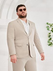 EASEVO Men Single Breasted Blazer & Trousers Suit - Khaki - View 6