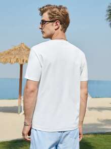 SWAVVY 1 pieza Camiseta con letra & con estampado de árbol - Blanco - Ver 2