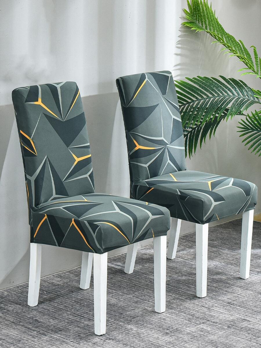 1入組套幾何圖案餐椅套現代滌綸彈力餐廳椅套 - 彩色 - 查看 1