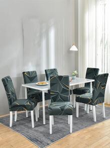 1入組套幾何圖案餐椅套現代滌綸彈力餐廳椅套 - 彩色 - 查看 2