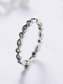 方晶鋯石裝飾銀婚戒適合女士新娘婚禮精細首飾類