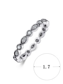 方晶鋯石裝飾銀婚戒適合女士新娘婚禮精細首飾類