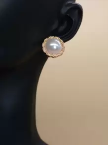 Bộ 12 khuyên tai ngọc trai tròn thanh lịch, tối giản, sang trọng, thường ngày - Màu be - Xem 6