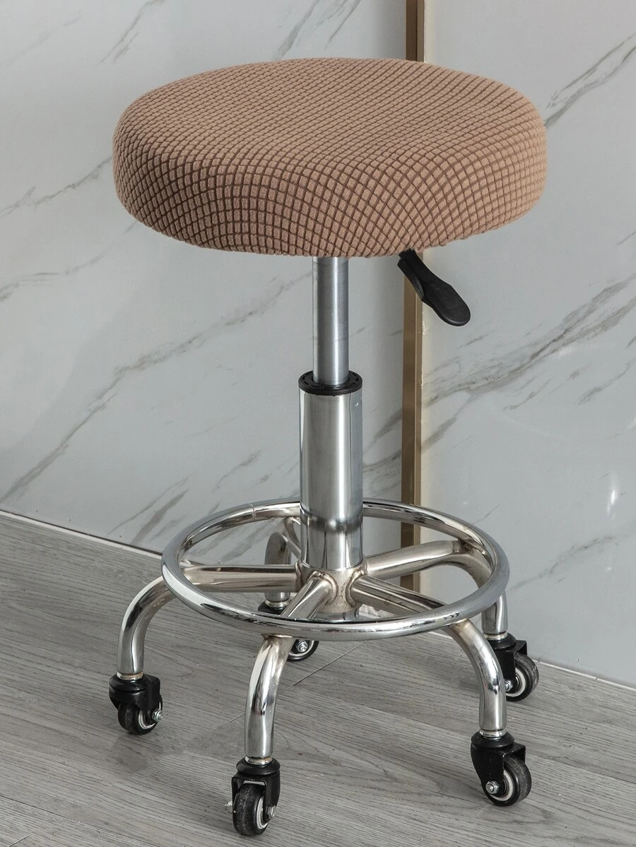 1pc Polyester Stool Cover, Camel Color Stretchy Stool Seat Slipcover For Dining Room - Camel - View 1