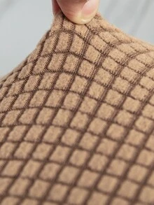 1pc Polyester Stool Cover, Camel Color Stretchy Stool Seat Slipcover For Dining Room - Camel - View 2