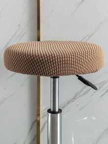 1pc Polyester Stool Cover, Camel Color Stretchy Stool Seat Slipcover For Dining Room - Camel - View 3