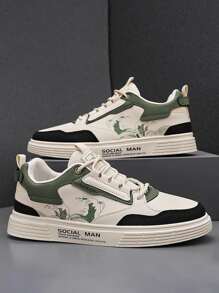 Nam Toàn trận Thoáng khí Da Giày trượt băng Đối với Thông thường hàng ngày Và Thể thao Hoạt động , Cắt thấp Và Chống trơn trượt , Thích hợp Đối với Tất cả các mùa - Màu be - Xem 1