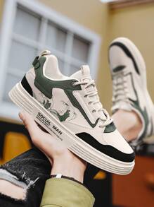 Nam Toàn trận Thoáng khí Da Giày trượt băng Đối với Thông thường hàng ngày Và Thể thao Hoạt động , Cắt thấp Và Chống trơn trượt , Thích hợp Đối với Tất cả các mùa - Màu be - Xem 3