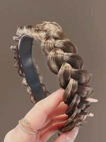 編織設計髮箍 - 棕色 - 查看 4